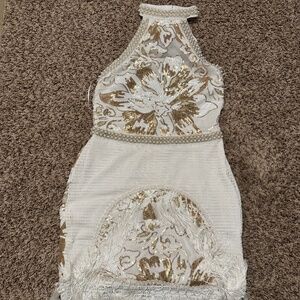 Halter Dress with sequin and fringe